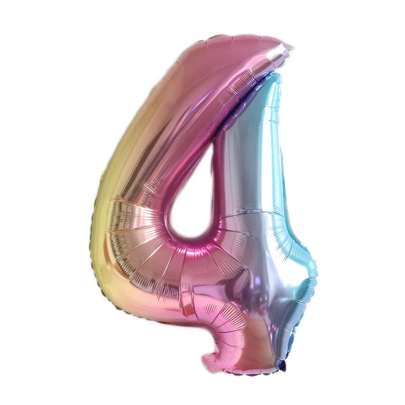 32 Inch Number Balloon Children's Birthday Party Decoration Gradient Color Aluminum Cute Digital | Дом и сад