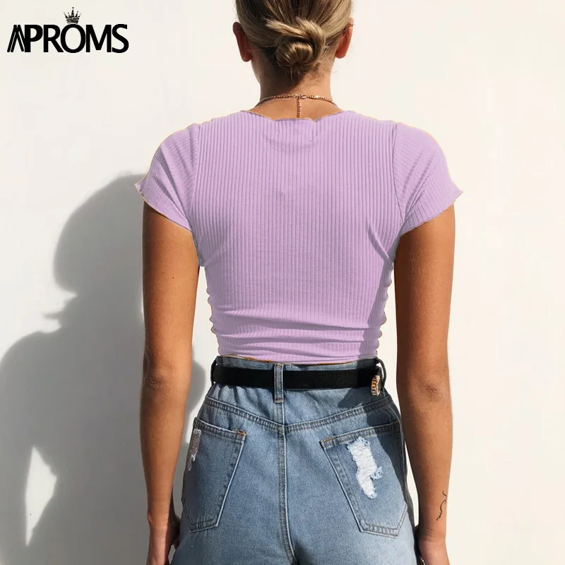 Женский укороченный топ на бретельках Aproms с v образным вырезом и завязками