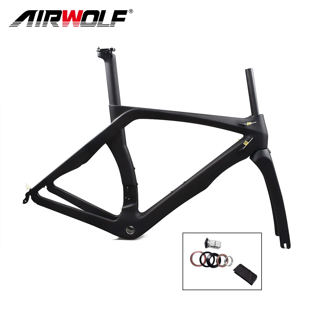 

AIRWOLF Carbon Frame BSA Carbon Road Bike Frameset Aero Di2 Mechanical Rim Brake Max Tire 700*25C Painting Logo Drop Shipping