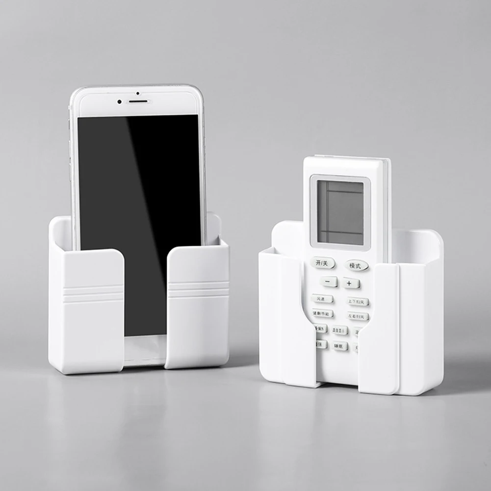 

New Wall Mounted Organizer Storage Box Remote Control Mounted Mobile Phone Plug Wall Holder Charging Multifunction Holder Stand