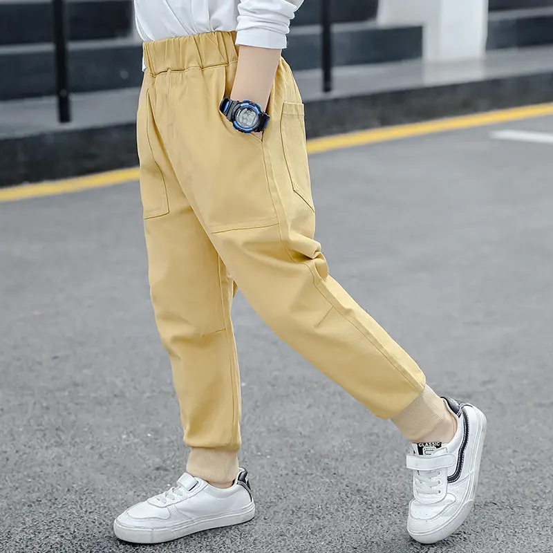 Детские трикотажные однотонные штаны для мальчиков Свободные повседневные