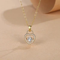 hollow out heart lock zircon pendant necklaces promise gifts for womens lovers fashion jewelry