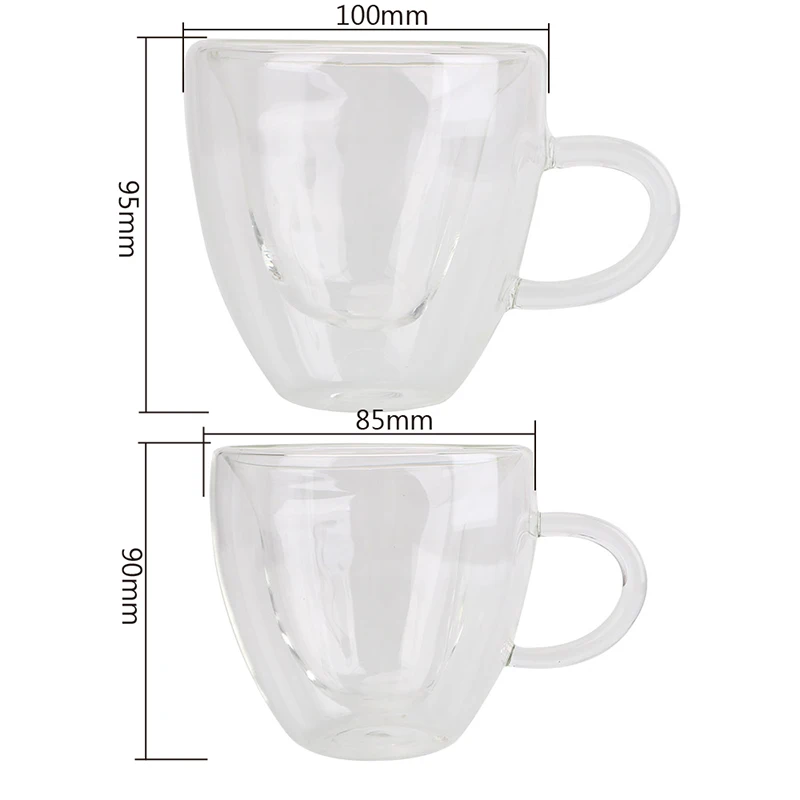 240ML Heart Love Shaped Glass Mug Couple Cups Double Wall Cup Heat-Resisting Tea Beer Mugs Milk Coffee Gift Drinkware | Дом и сад