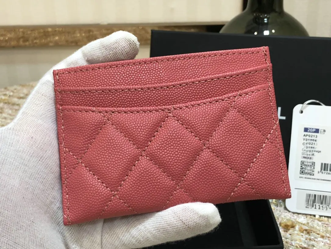 

2020 New high-end high-end custom brand luxury cardholder Caviar leather making coin purses
