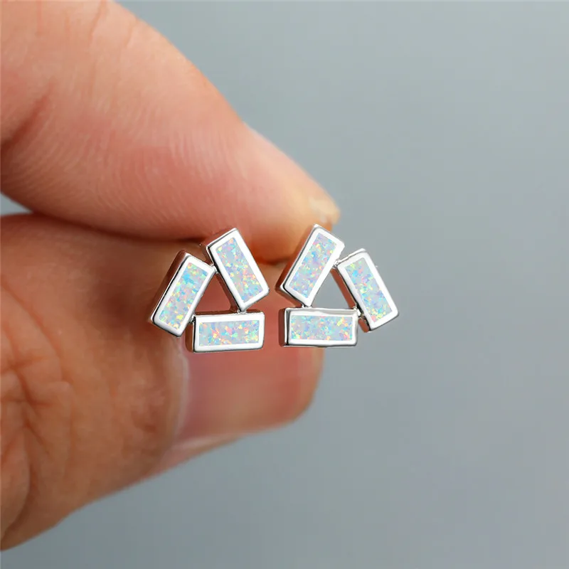 Простые женские белые и синие квадратные опаловые ювелирные изделия цвета