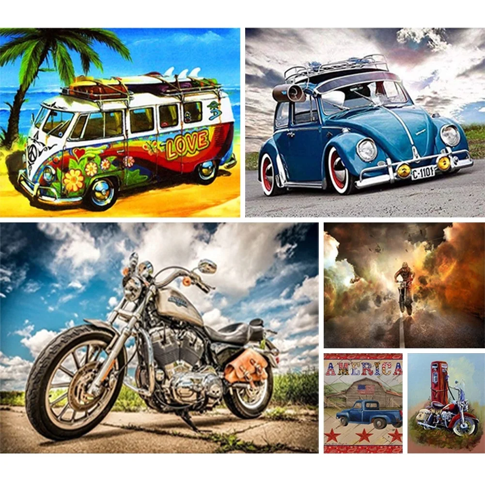 5D алмазная вышивка полная круглая мозаика гоночный автомобиль рукоделие Стразы