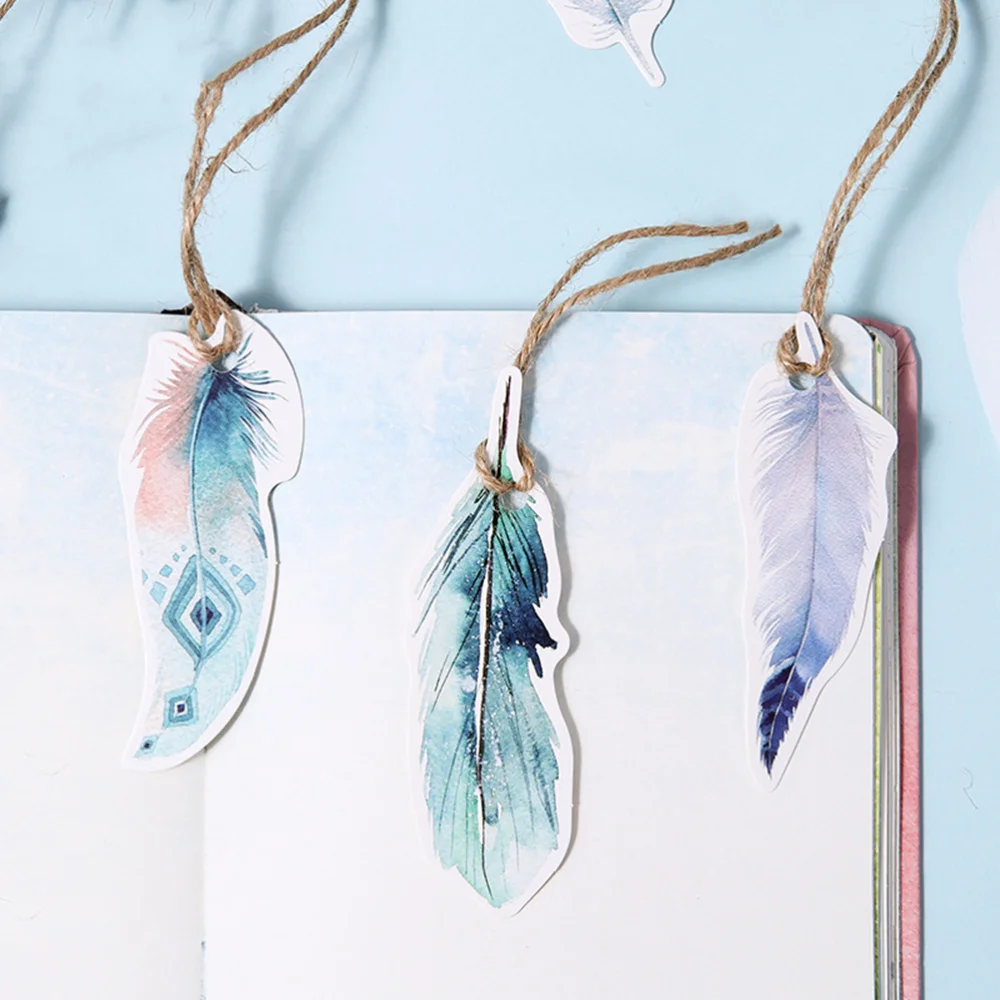 

30 Sheets Paper Dyed Feather Dream Cards Literary Feathers Small Fresh Students Stationery Shaped Bookmarks