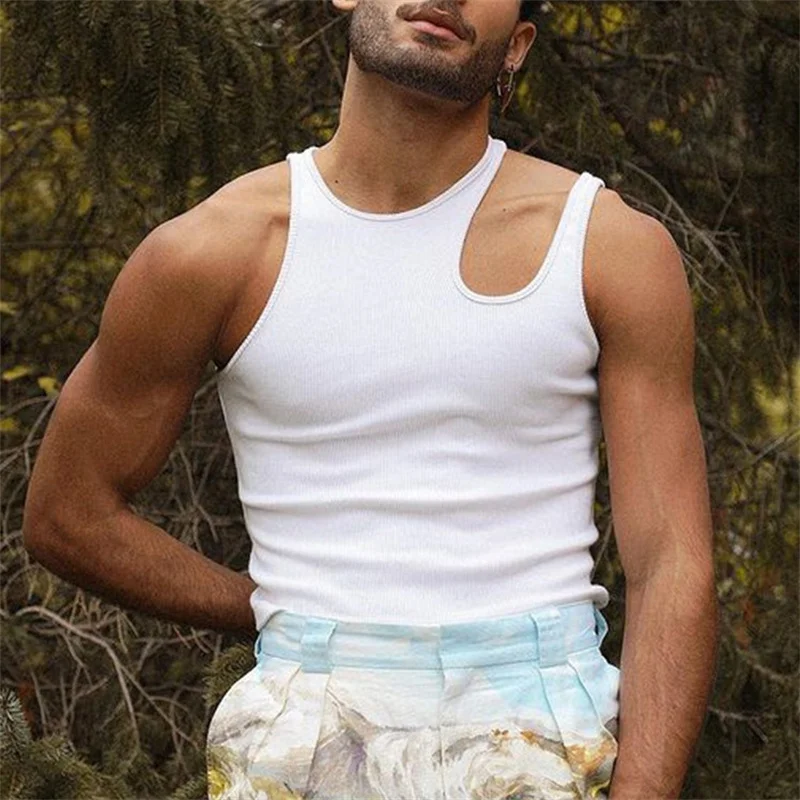 

Summer Mens Sexy Tank Tops Solid Color Casual Comfortable Hollow Out Vests Breathable Sleeveless T-Shirts Sport Tank Tops S-4XL
