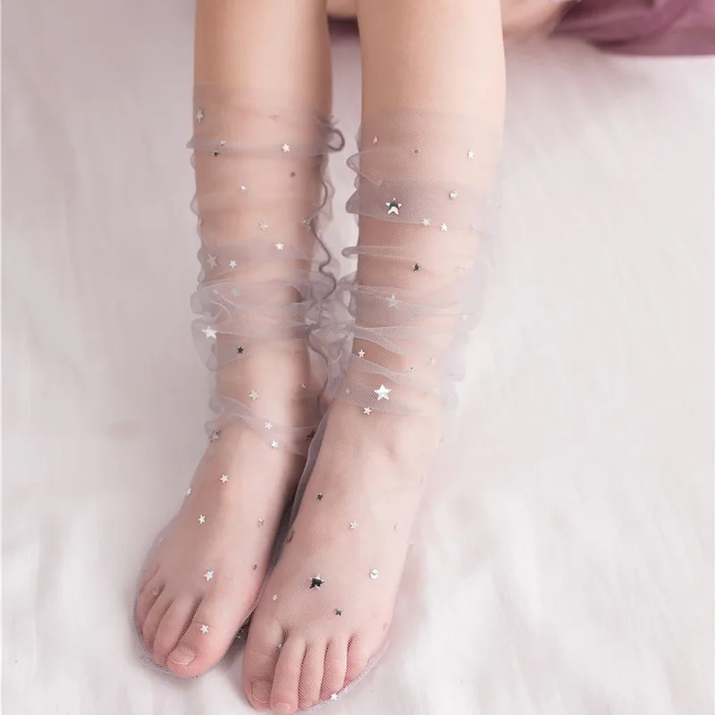 Jeseca/летние тонкие прозрачные женские шелковые носки из сетчатого материала