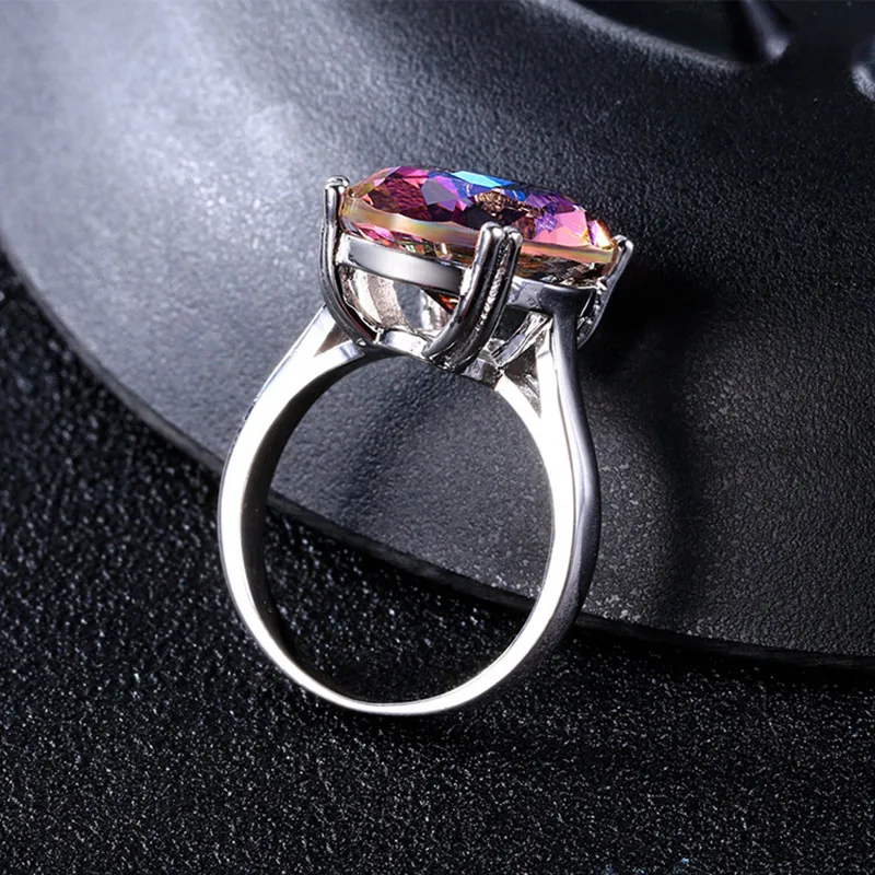 Bague Ringen, 6 цветов, овальное кольцо с камнями для женщин, классическое серебро 925, ювелирное изделие, рубиновый аметист, аквамарин, сапфир, топаз, циркон