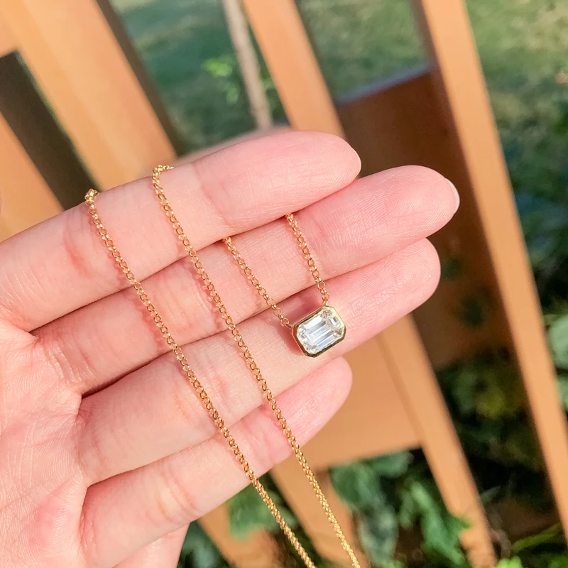 IOGOU Real 1Ct D Color Moissanite Diamond Pendant Necklace 100% 925 Sterling Silver Sparkling Engagement Wedding Pendant Jewelry