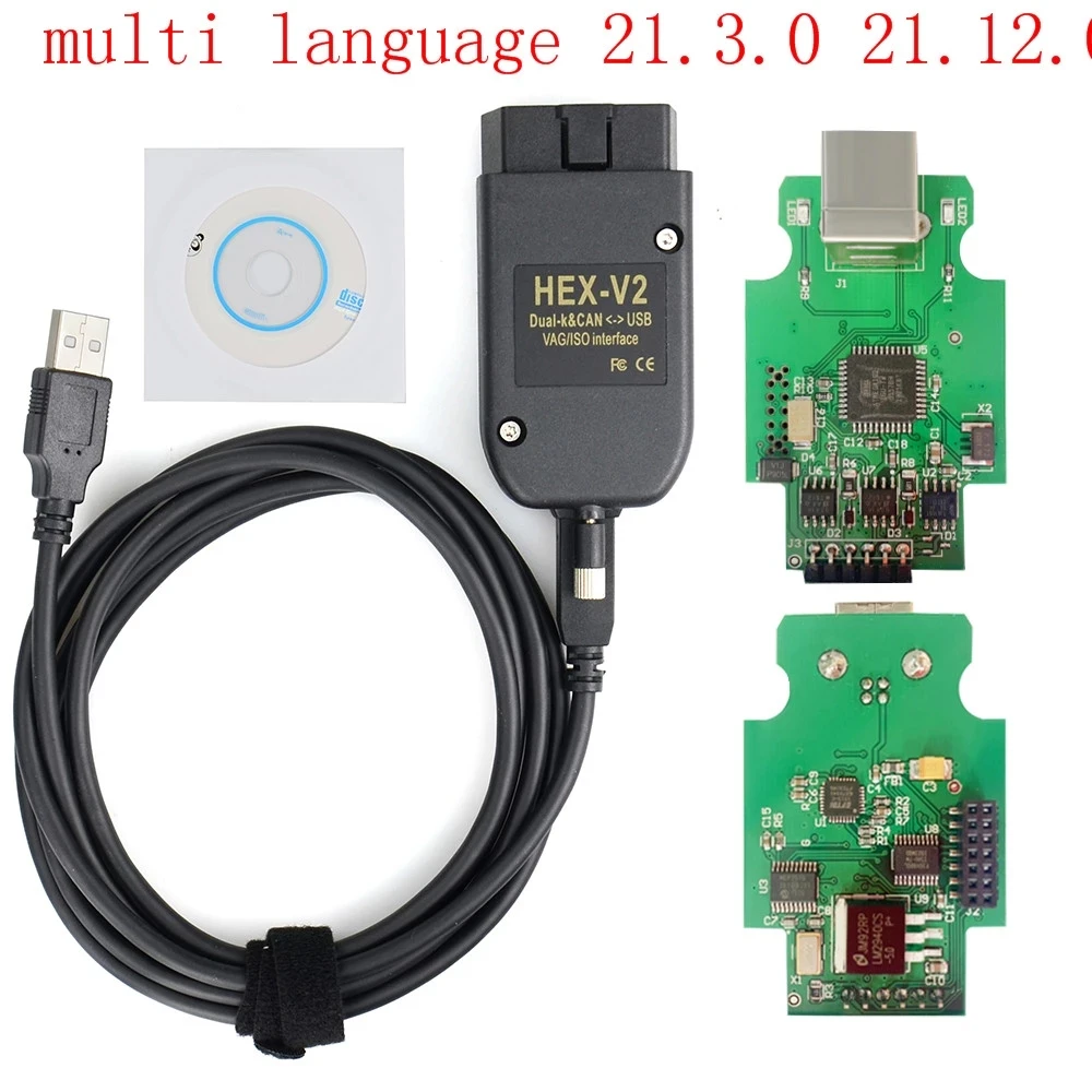 

2022 VAGCOM 21.9.0 OBD2 Scanner VC-DS HEX V2 USB Interface FOR VW AUDI Skoda Seat Unlimited VINs ATMEGA162+16V8+FT232RQ