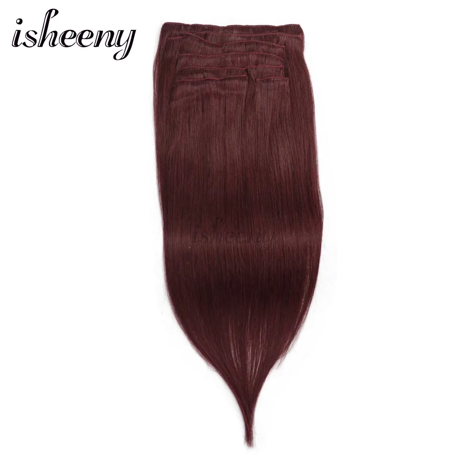 Isheeny Remy волосы для наращивания на заколках 8 шт./компл. бесшовные натуральные