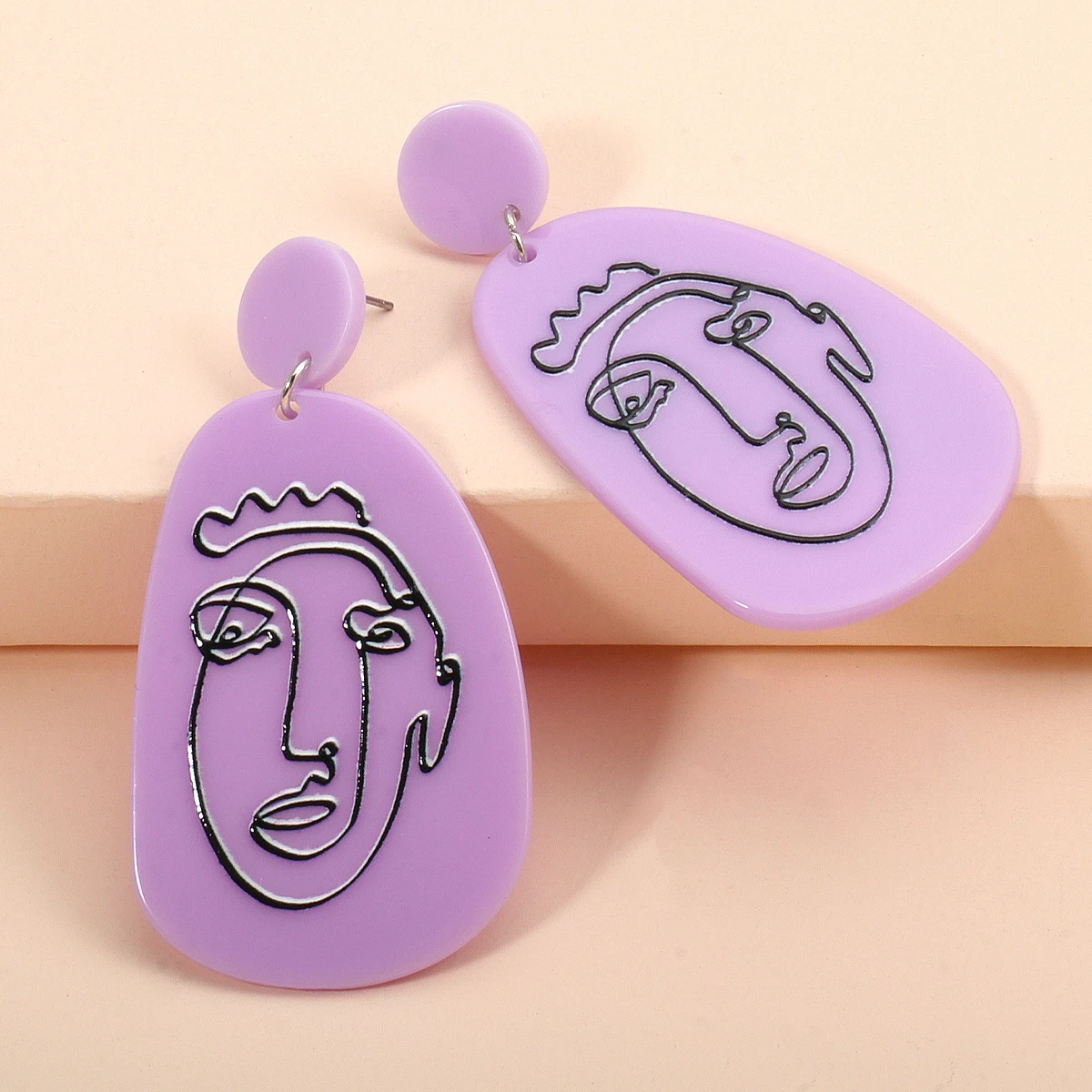 

Funny Clown Earrings Pendant Purple Resin Face Big Statement Party Jewelry Wholesale Boho Earrings For Women 2021