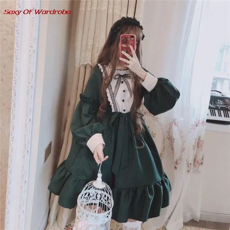 Японское милое женское модное платье в стиле Хай-стрит сказочное с длинными