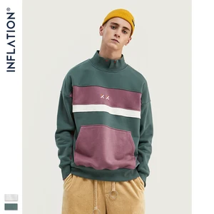 INFLATION мужская толстовка с высоким воротником, цветная мужская толстовка с карманом, свободная Мужская Уличная Толстовка s 9645W