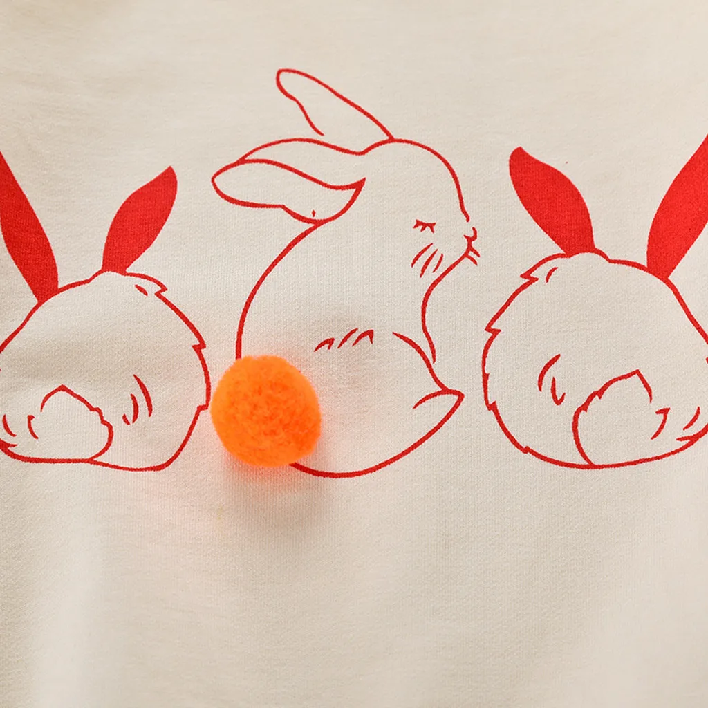 Пуловер с милым принтом кролика для маленьких девочек топы футболка