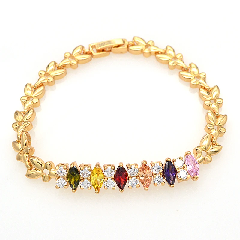 Модный женский золотой разноцветный ААА + кубический цирконий цветной яркий