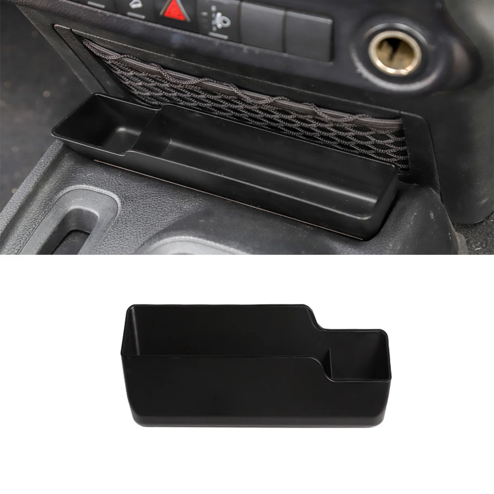 Caja de almacenamiento frontal para Jeep Wrangler JK 2011-2017, caja de cambios para puerta, soporte para teléfono, bandeja organizadora de monedas, accesorios de coche ABS negro