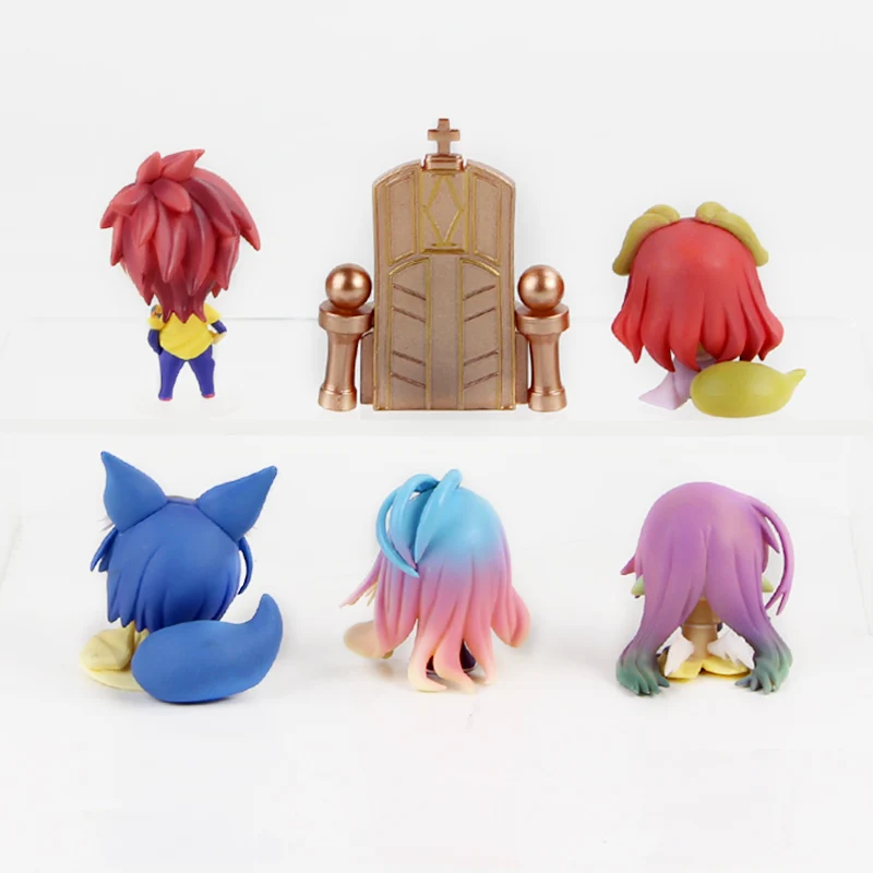 4-6cm 6pcs/set No Game Life Figures Shiro Sora Jibril Hatsuse Izuna Steve Q Ver. Dolls Anime Model Toys | Игрушки и хобби