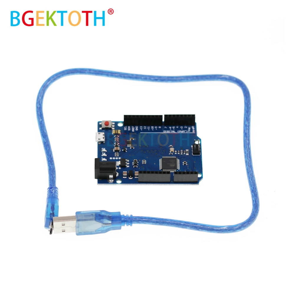 Макетная плата Leonardo R3 с микроконтроллером Atmega32u4 макетная USB кабелем совместима