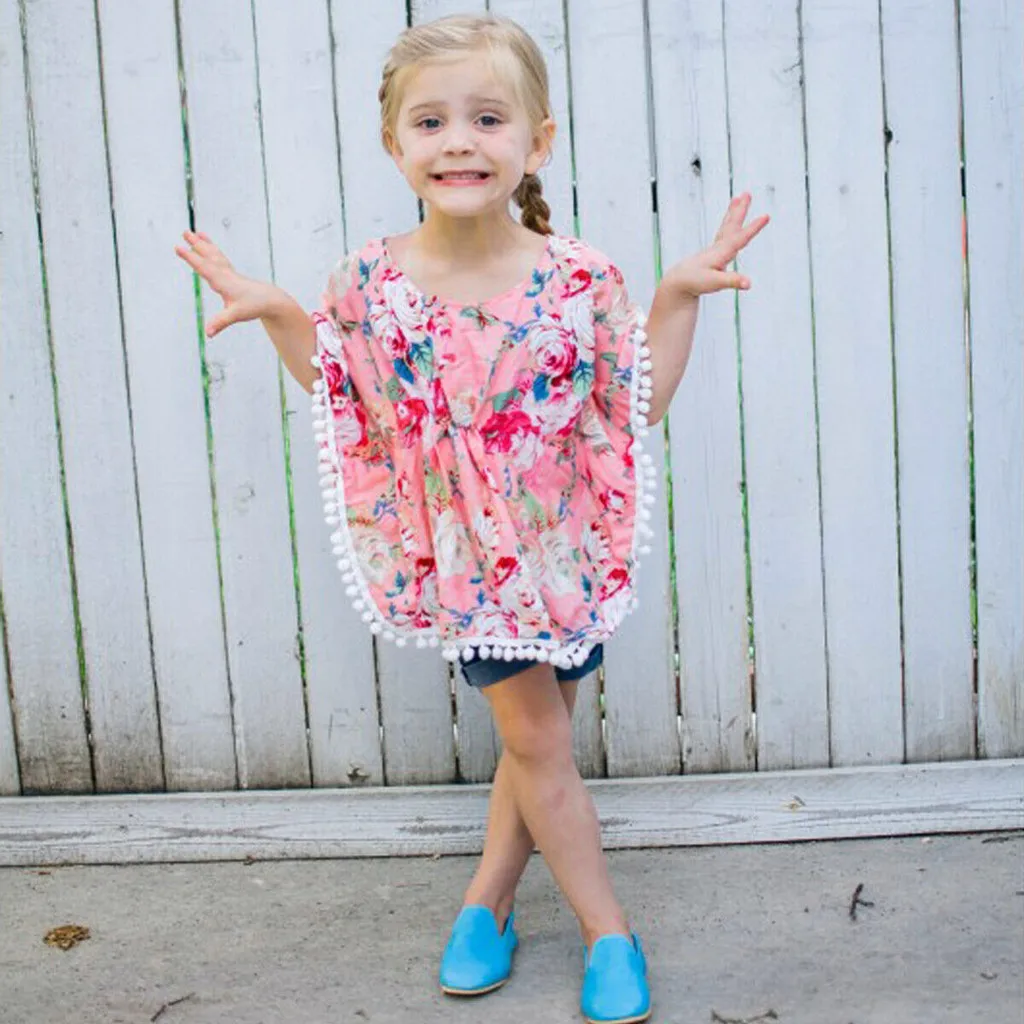 Детское пляжное платье парео с цветочным принтом и кисточками Пляжная накидка