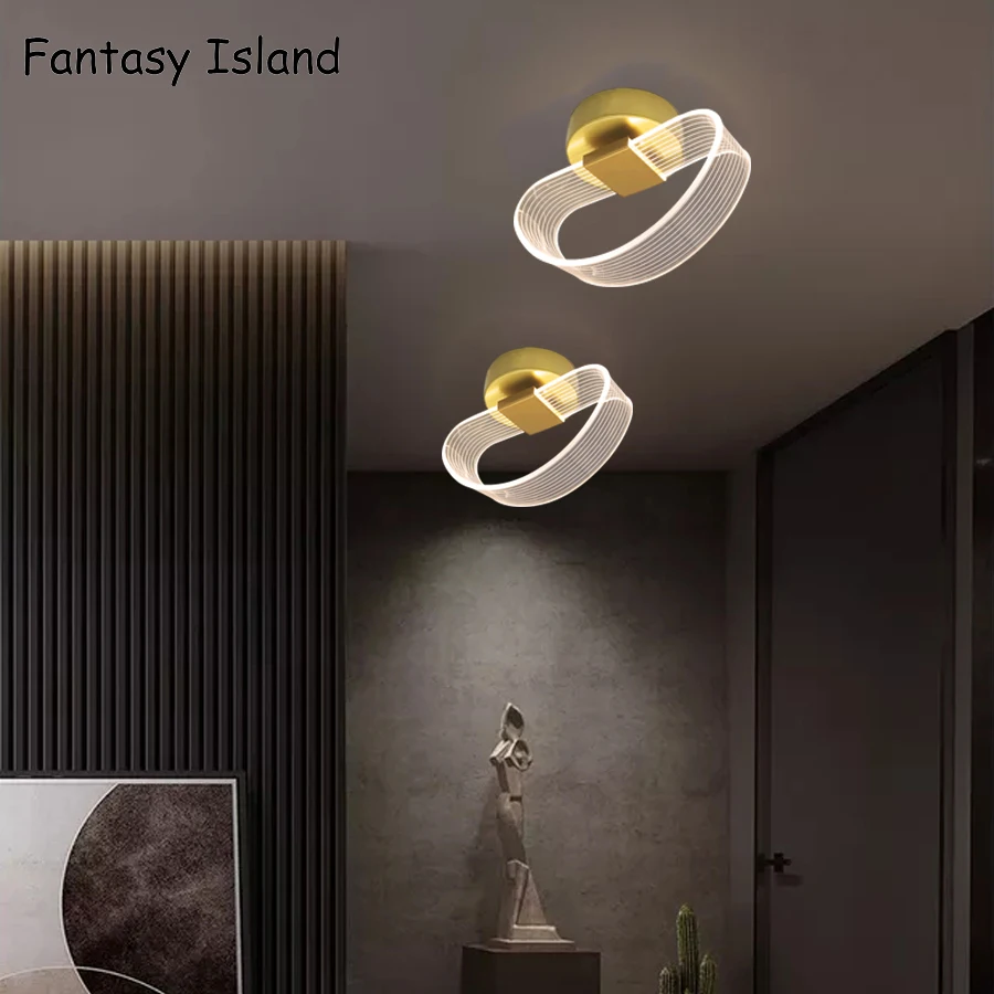 

Golden LED corridor light creative aisle light modern minimalist personality entry hall light ceiling porch light ceiling light