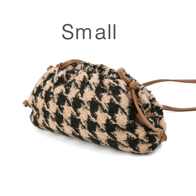 as page show Day clutch tweed Evening party purse bag women large big small ruched pillow bag winter houndstooth plaid canvas pouch handbag - Цвет: as page show