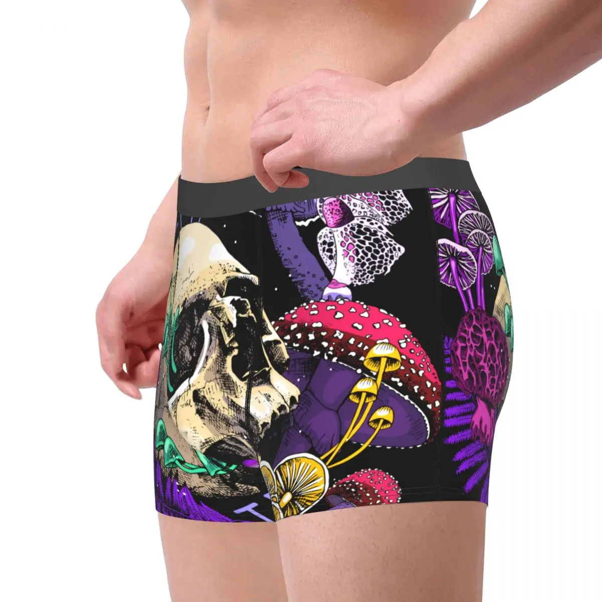 Мужские трусы боксеры нижнее белье волшебные психоделические грибы и черепа