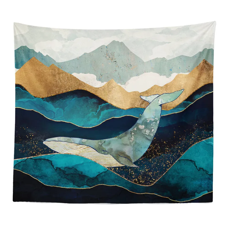 

Oil Painting Flags Banners Accessories Landscape Sunset Scenery Night Hanging Cloth Living Room Bedroom Tapestry Home Decoration
