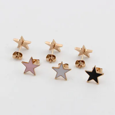 Белые/розовые/черные серьги гвоздики детские ювелирные изделия из нержавеющей