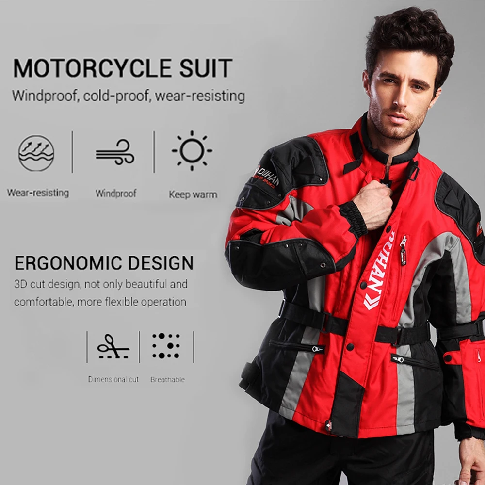 DUHAN Autumn Winter Cold-proof Moto Suit Touring Clothing Protective Gear Set Motorcycle Jacket Moto Protector Motorcycle Pants enlarge