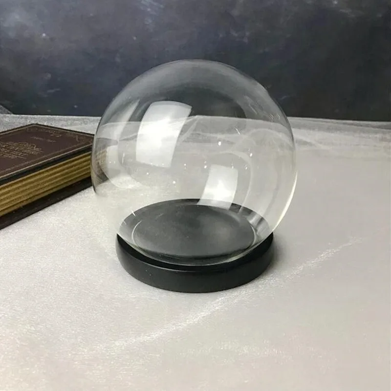 1set 10cm dome base Диаметр = 10 см Круглый купол стеклянный ваза из цельного дерева основа для украшения дома креативный стеклянный купол подарок другу свадебное украшение - Цвет: 1set 10cm dome base
