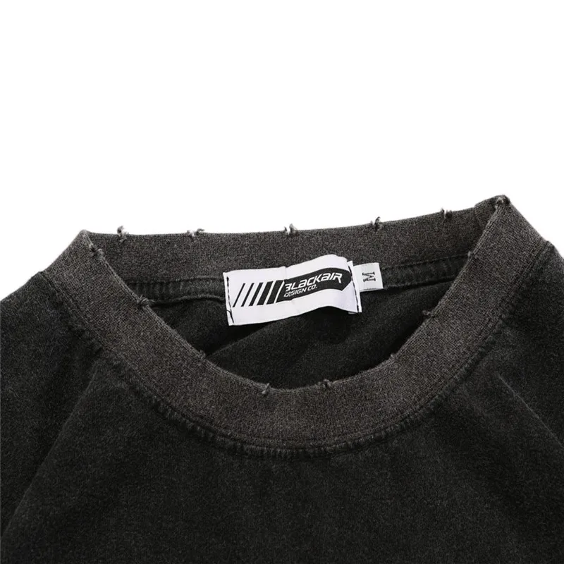 

2021 Men T Shirt Hip Hop Streetwear Ripped Graphic Print Harajuku Oversized TShirts Vintage Cotton Washed Long Sleeve Tops Tees