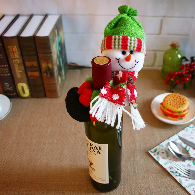 christmas snowman Новогодняя Рождественская бутылка вина пылезащитный чехол снеговик эльф Рождественское украшение для дома натальный декор для обеденного стола Noel подарок - Цвет: christmas snowman