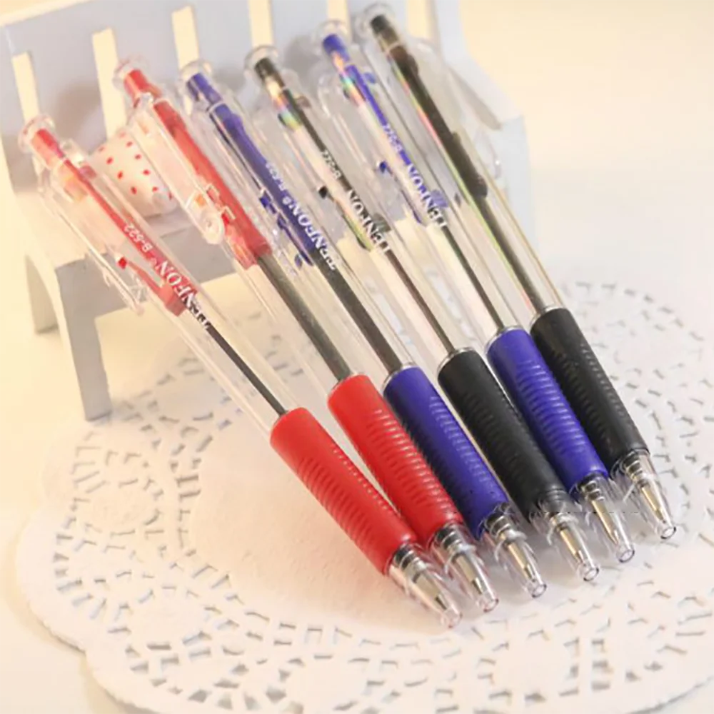 

Пластиковая шариковая ручка 5 шт./лот, красные и синие цвета, прозрачные шариковые ручки, милые канцелярские принадлежности для офиса и пись...