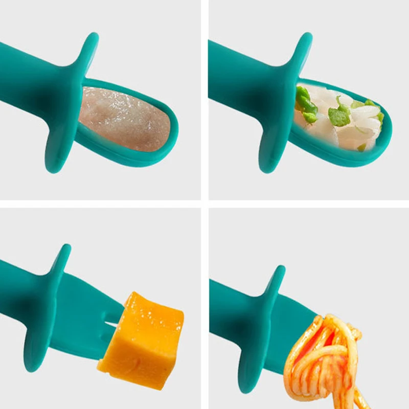 

Silicone Spoon Baby Learn To Eat Training Bendable Soft Spoon Children Tableware