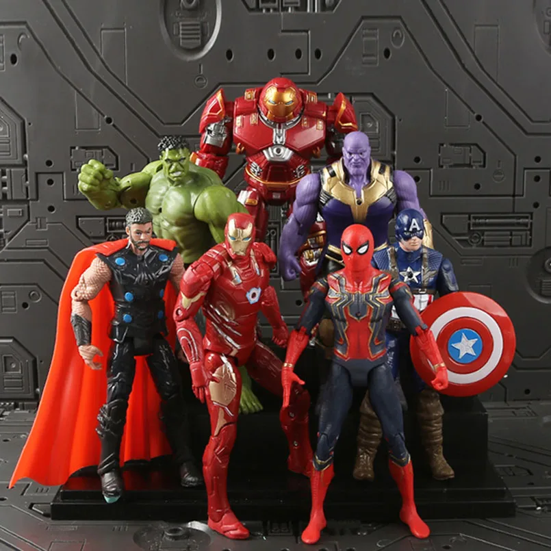 7pcs 7 шт./компл. Мстители Капитан Америка Venom танос «Человек-паук»; «Дэдпул»; Железный человек из ПВХ, движущаяся фигурка, Железный человек Коллекционная модель игрушки - Цвет: 7pcs