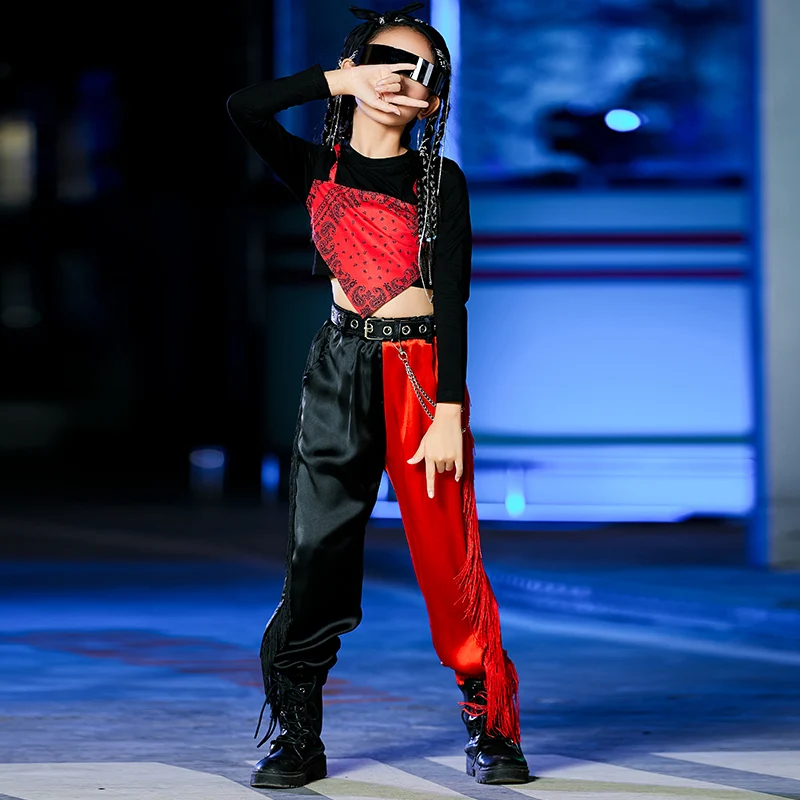 Одежда для джазовых танцев модная одежда девочек красная уличная в стиле хип-хоп