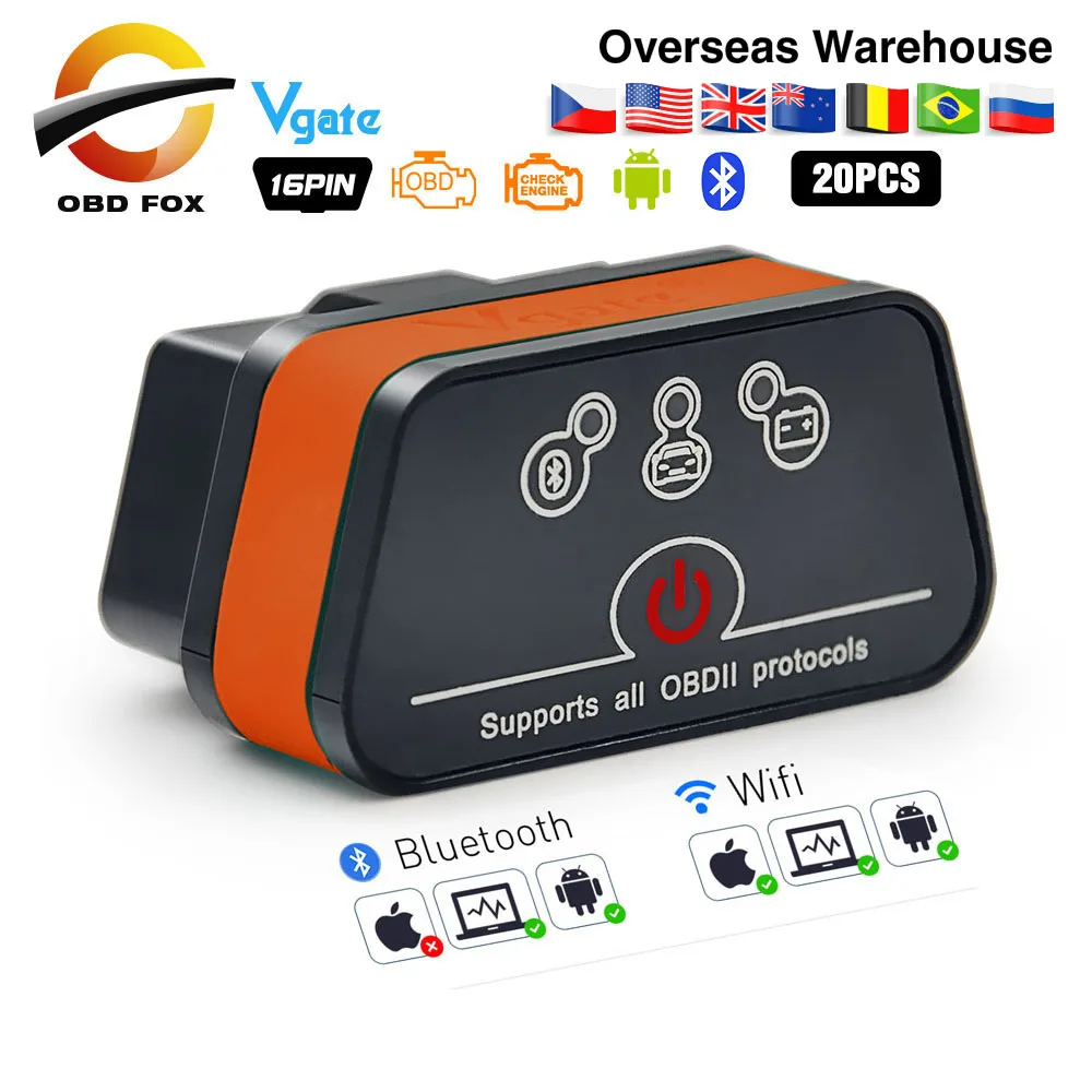 Диагностический инструмент Vgate iCar2 ELM327 устройство для считывания кодов OBD2 Wi Fi