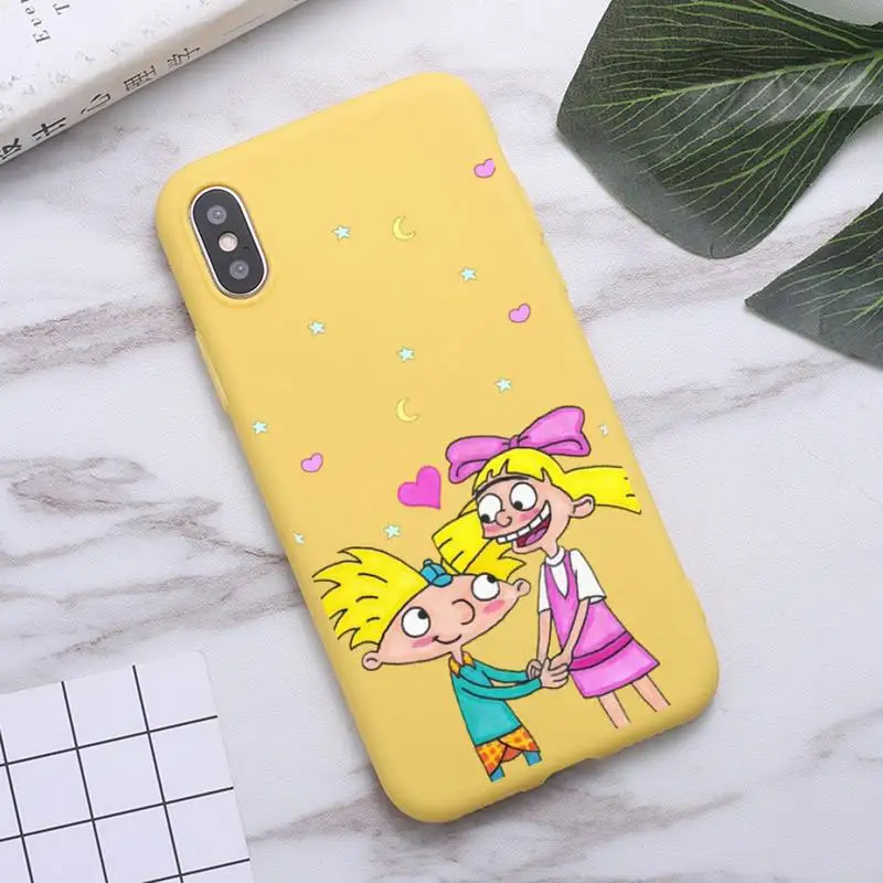 

Hey Arnold Helga cute funny cartoon luxury Phone Case funda Candy Color for iPhone 6 7 8 11 12 s mini pro X XS XR MAX Plus
