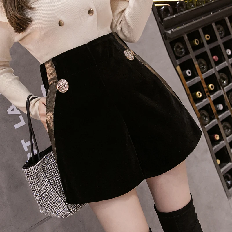 Женские бархатные шорты в стиле пэчворк Осень зима 2019 повседневные женские