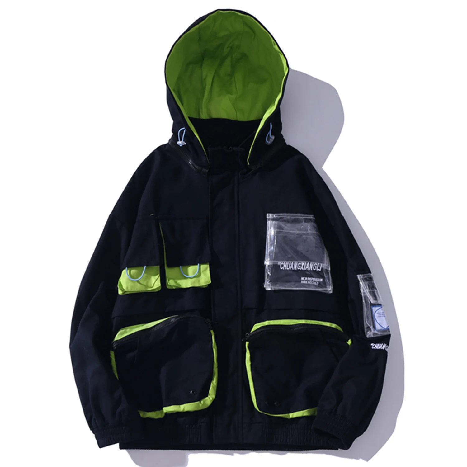 Куртка Асимметричная мужская с капюшоном Повседневная Уличная одежда в стиле