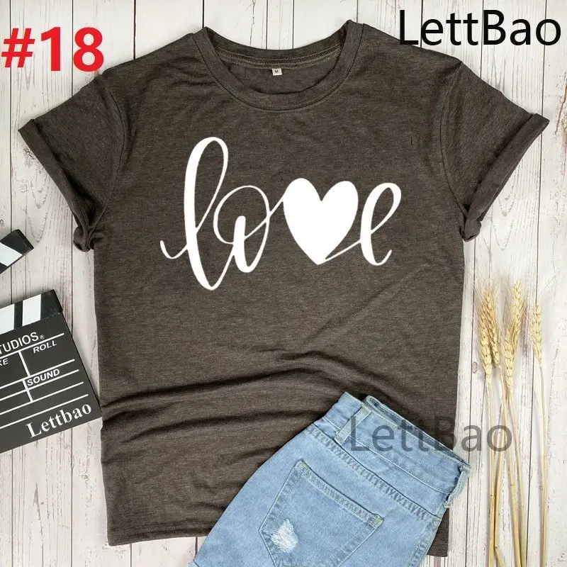 

Love New Women T Shirt Summer New Letter Graphic Print Tops & Tees Fashion Casual Summer Short Sleeve Cotton O Neck T Shirts