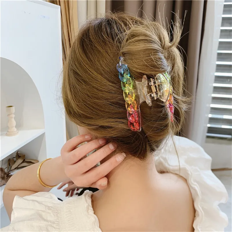 

Новинка; Женские элегантные цепь цветов радуги защелка магазина для девочек очаровательные заколки для волос; Повязка для заколка для воло...