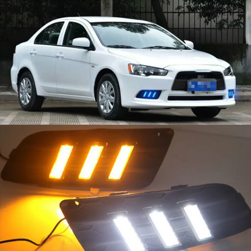 

Для Защитные чехлы для сидений, сшитые специально для Mitsubishi Lancer EX 2013-2014 монитор измеряет динамическое перемещение желтый сигнал поворота LED DRL Противотуманные фары светильник + передние противотуманные фары светильник