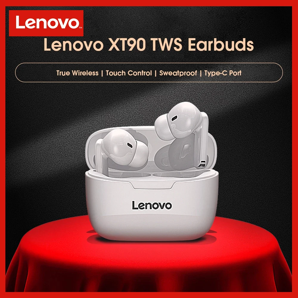 

Original Lenovo XT90 TWS Wireless Earphone Bluetooth 5.0 Dual Stereo Bass Touch IPX5 Waterproof Earplug with 300mAh Charging Box