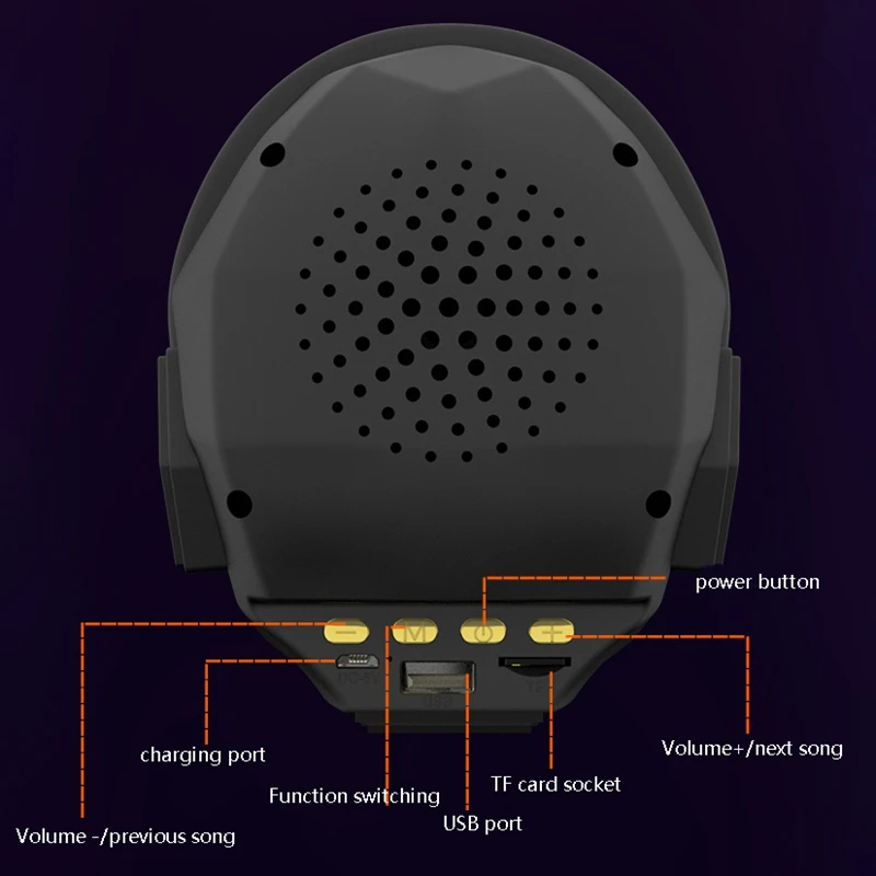 FUGN портативный Bluetooth динамик s Led череп стерео беспроводной с микрофоном тяжелый