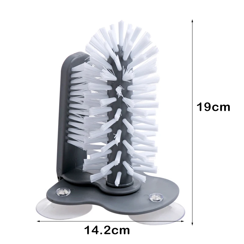 

Cup Scrubber Glass Cleaner Bottles Brush Sink Kitchen Accessories 2 in 1 Drink Mug Wine Suction Cup Cleaning Brush Gadgets