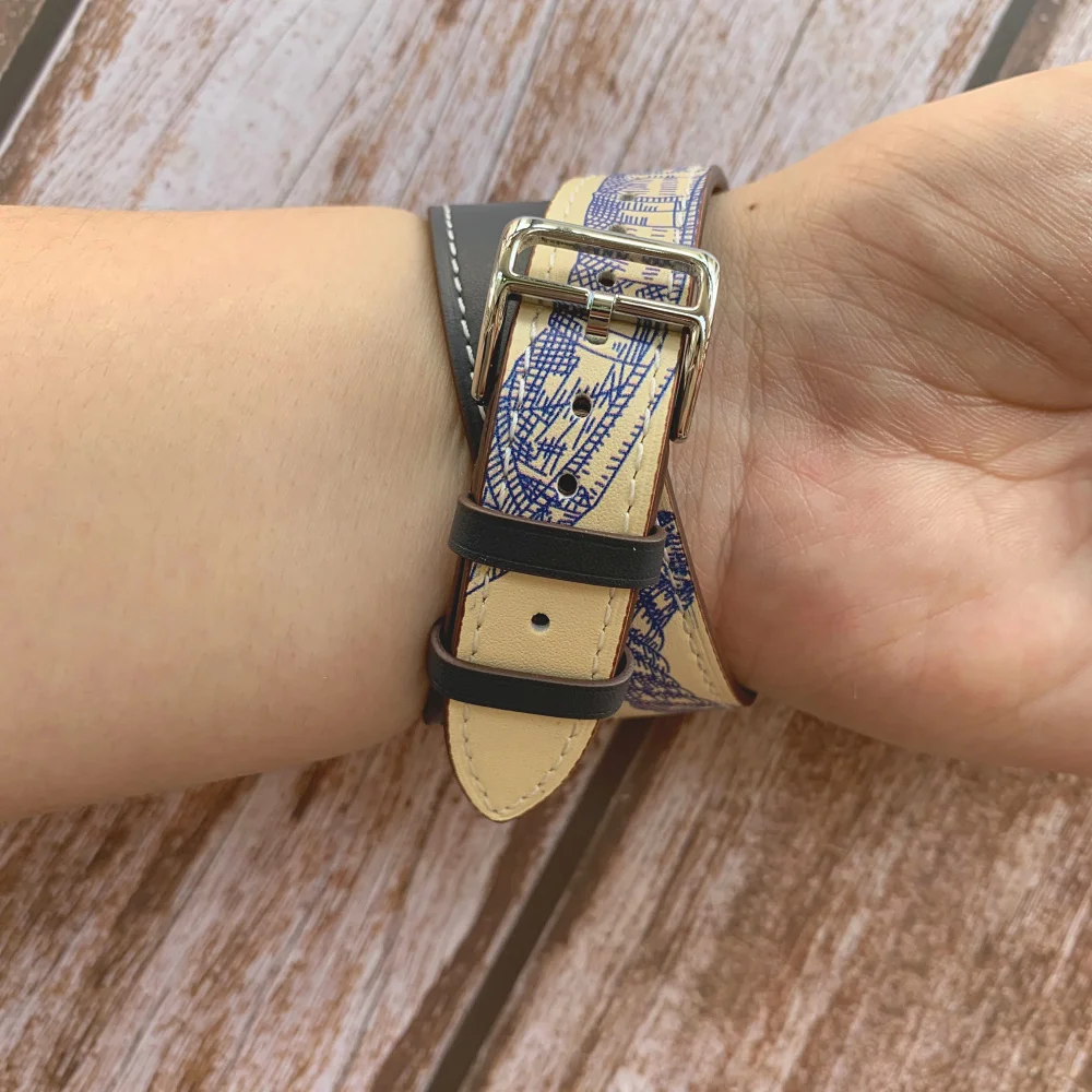 Роскошный ремешок с двумя петлями для Apple Watch 38 мм 40 из натуральной кожи iWatch